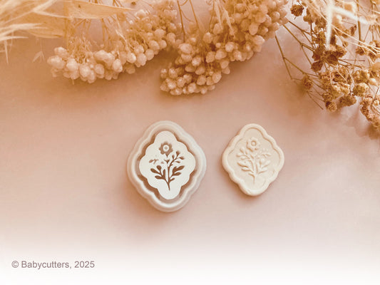 Ornament Shape with Flower Stamp Shape  - Polymer Clay Cutter Tools