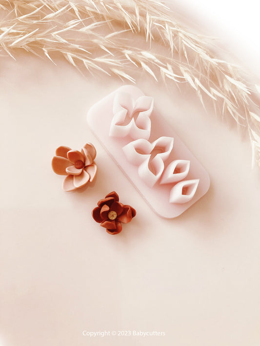 Long Flower Petal / Magnolia Micro Cluster Cutter Polymer Clay Cutter Set - Polymer Clay Tools