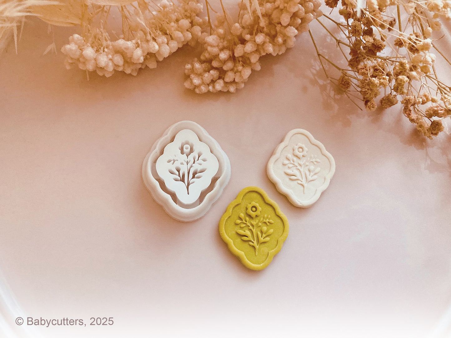 Ornament Shape with Flower Stamp Shape  - Polymer Clay Cutter Tools