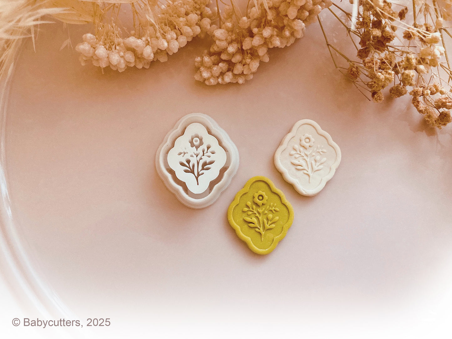 Ornament Shape with Flower Stamp Shape  - Polymer Clay Cutter Tools