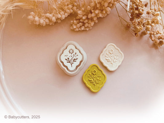 Ornament Shape with Flower Stamp Shape  - Polymer Clay Cutter Tools