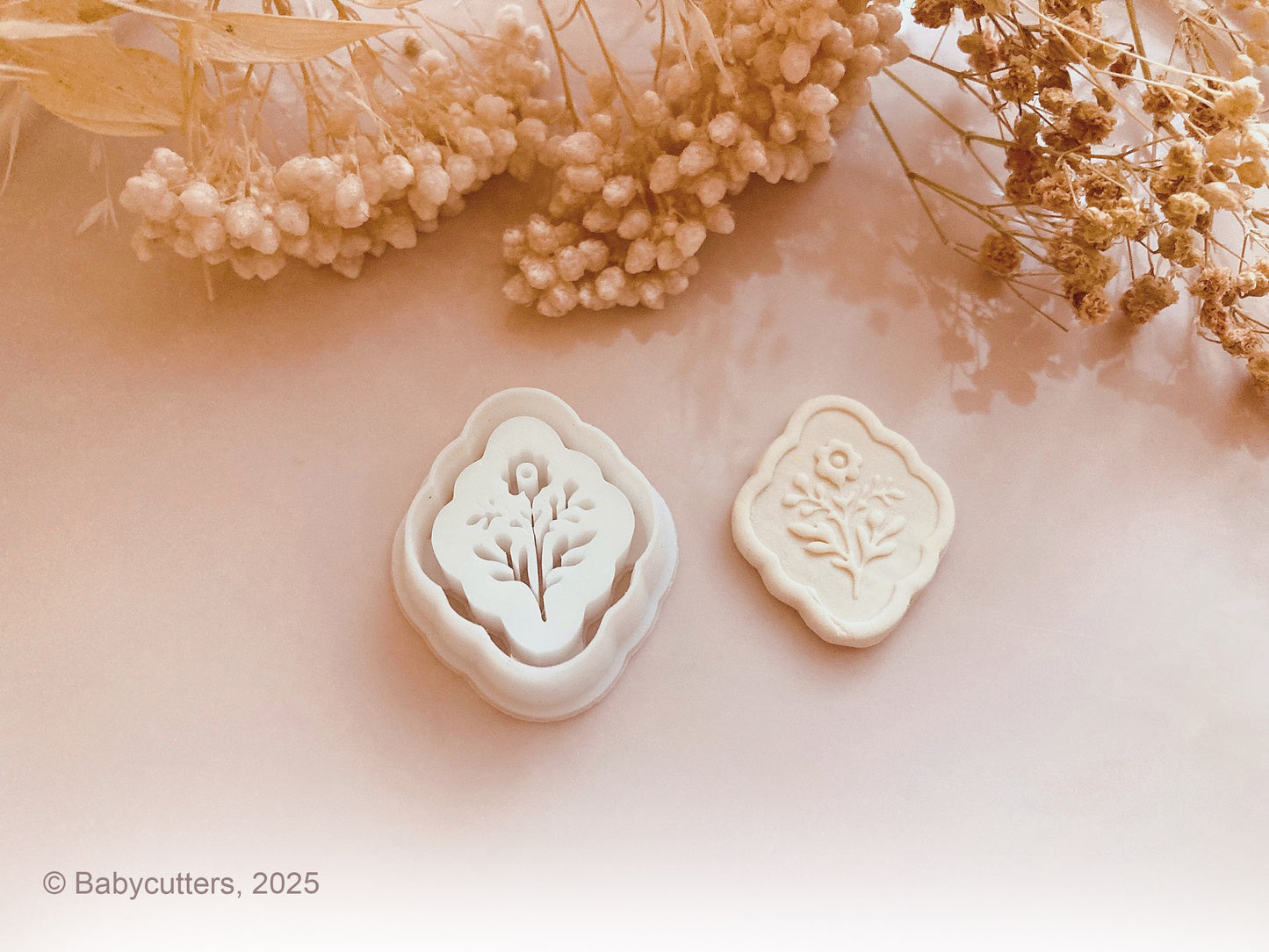 Ornament Shape with Flower Stamp Shape  - Polymer Clay Cutter Tools