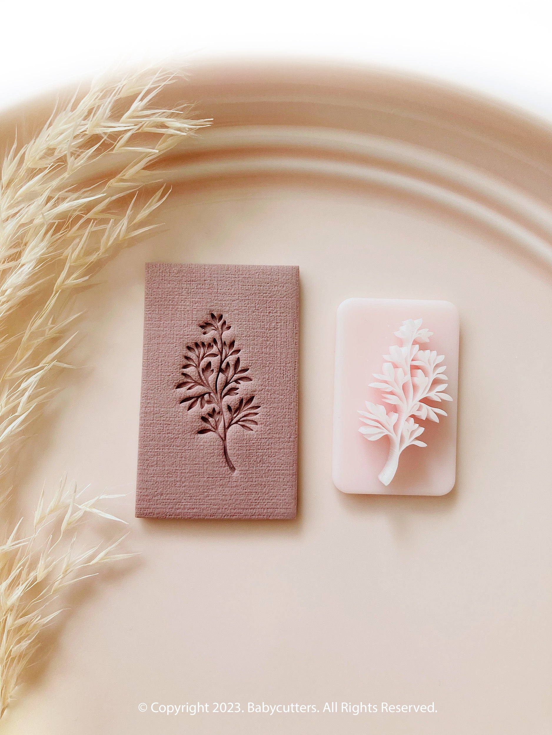 Polymer Clay Stamps Leaf Branch Embossing Botanical Stamps Leaves Soap  Embosser Pottery Texture Bunch of Flowers BEECH BRANCH 