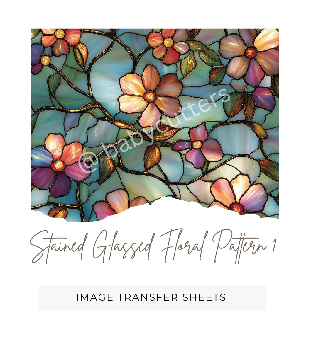 Stained Glass Floral Pattern 1 - Image Transfer Paper