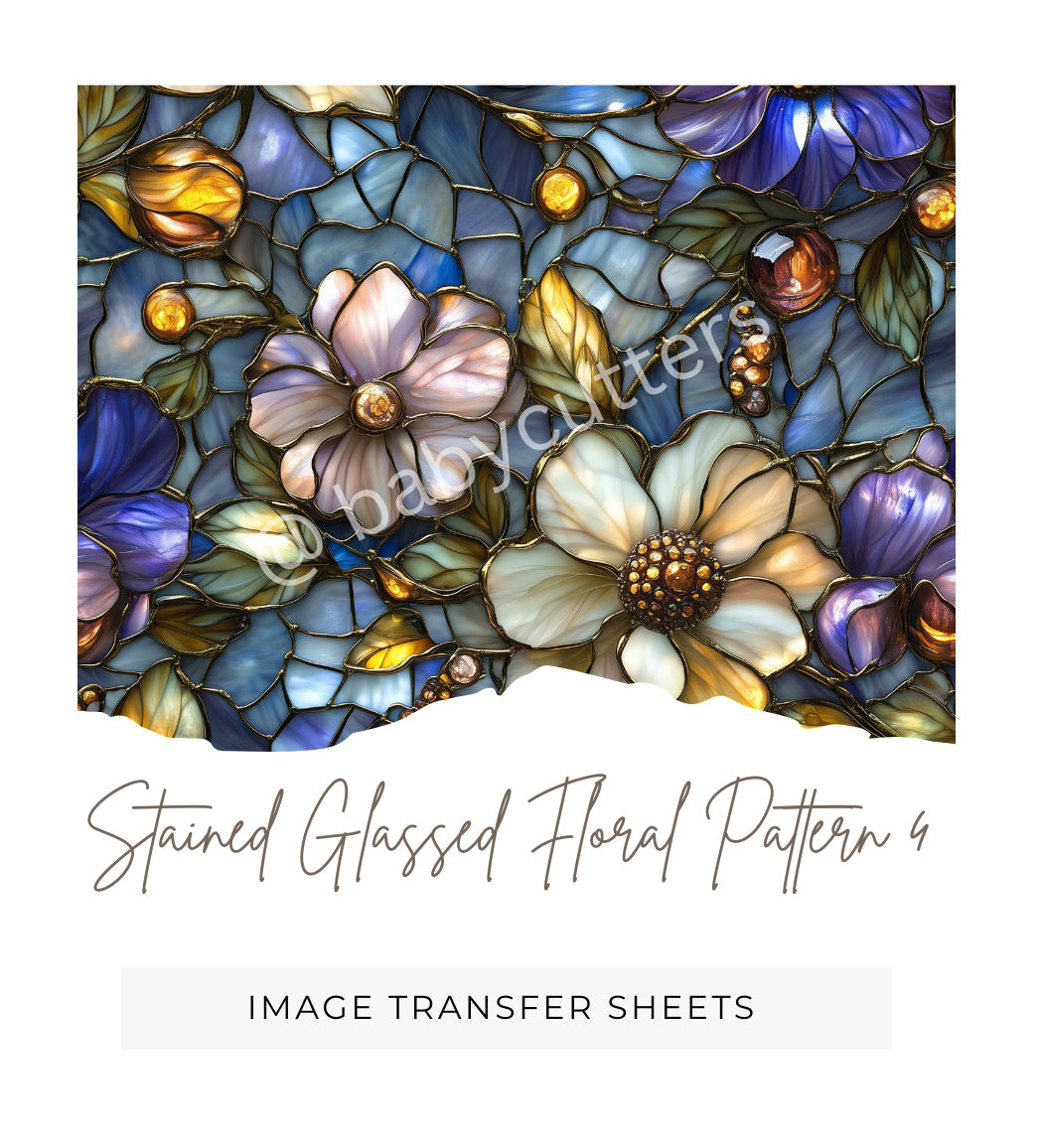 Stained Glass Floral Pattern 4 - Image Transfer Paper