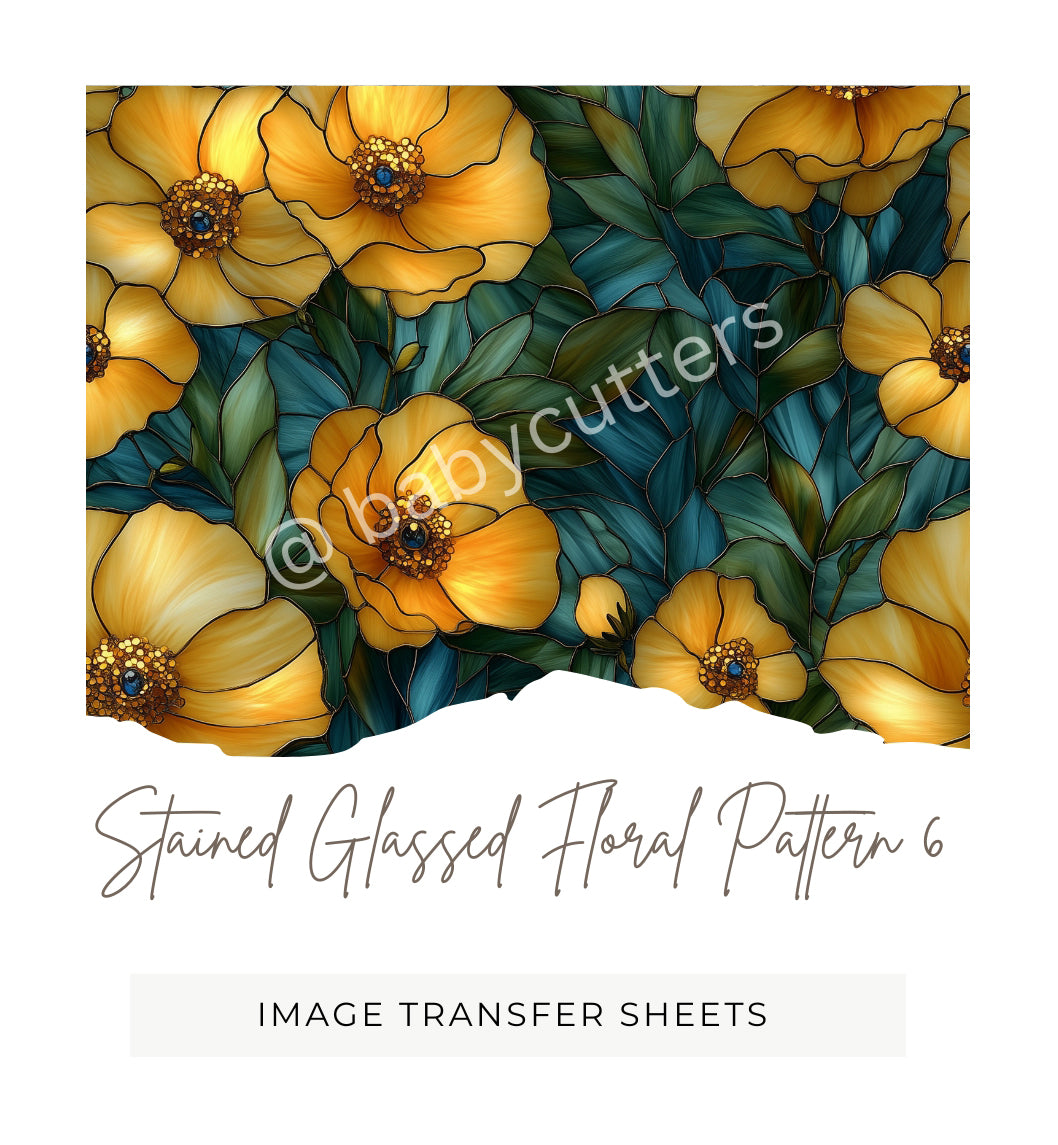 Stained Glass Floral Pattern 6 - Image Transfer Paper