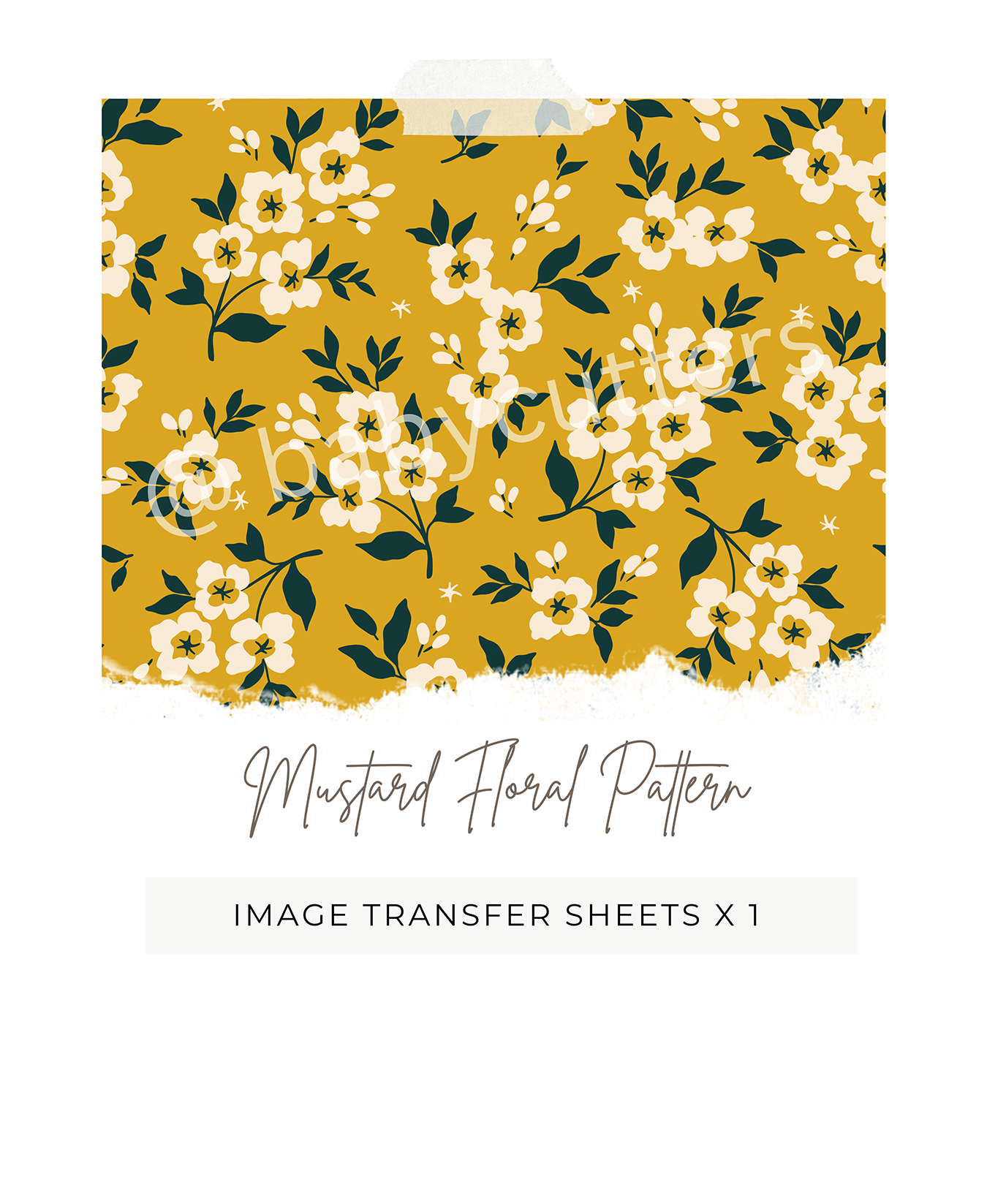 Mustard Yellow Floral Pattern - Image Transfer Paper